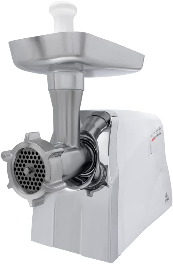 evvoli Meat Grinder, Meat Mincer & Sausage, Reverse Function, Digital Switches With Alarm System, 1600W, White, EVKA-MG1600W