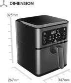 evvoli Air Fryer 5.5 Liters With Digital Control Panel Display, 8 Preset Programs and Built-In Preheat Function, 1700W, EVKA-AF5508D