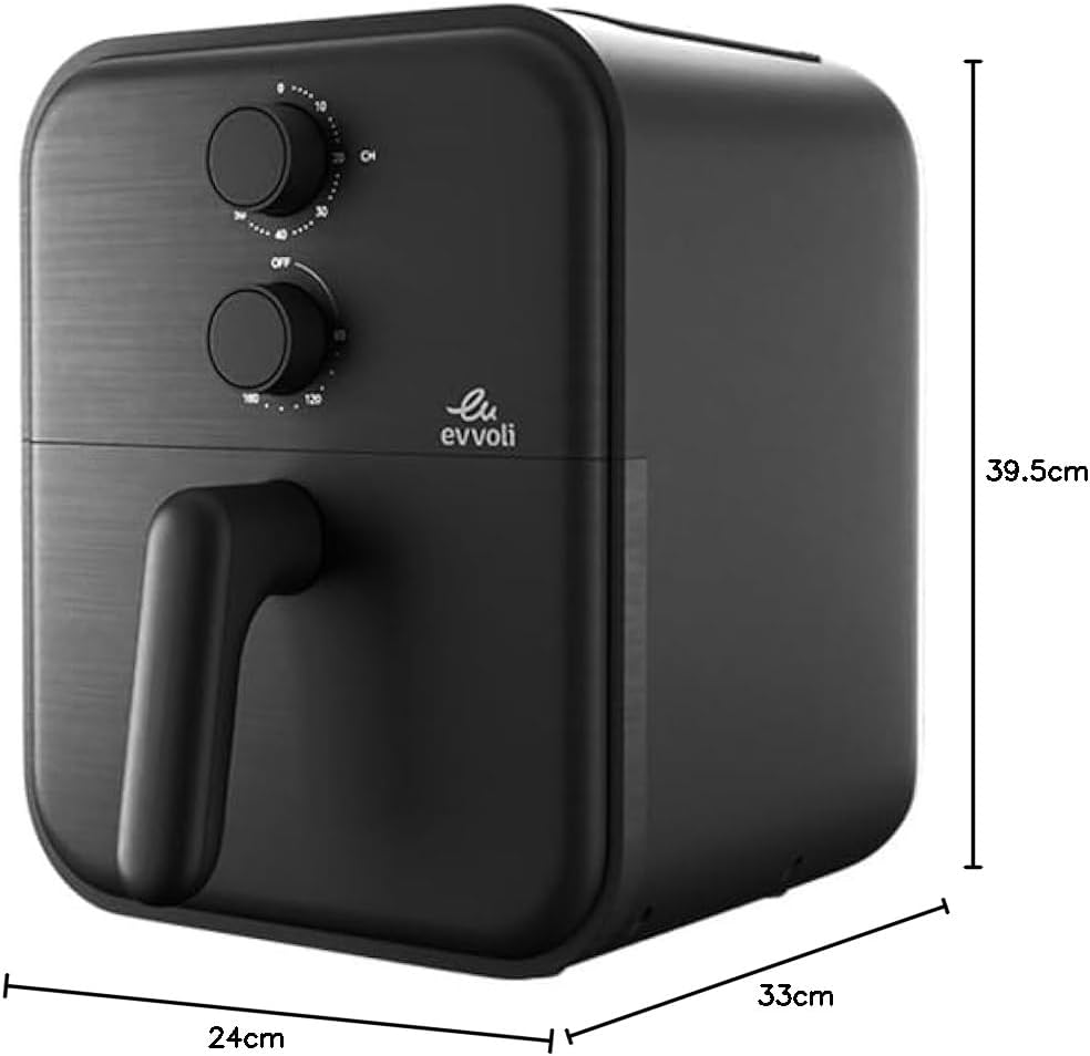 evvoli Air Fryer 3.8 Liters with Timer Temperature Adjustable Control and 8 Preset Programs, 1600W, EVKA-AF3801B, Black Secondary image