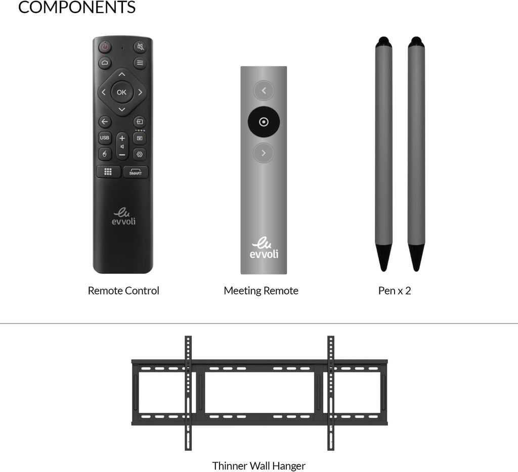evvoli Interactive Smart Display 4K UHD, 65 Inches LED, Android 13, 40 Points, 10M Laser Distance 65EVID60X Black