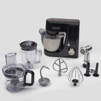 evvoli Kitchen Machine ,4L Bowl Capacity, 1100W, SUS Beater, Dough Hook, Multi speed control, Grinder 300ml included, EVKA-KM45B