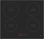 evvoli Built-In Induction Hob, 4 Burners, Soft Touch Control With 9 Stage Power Setting And Safety Switch, EVBI-IH604B, Black
