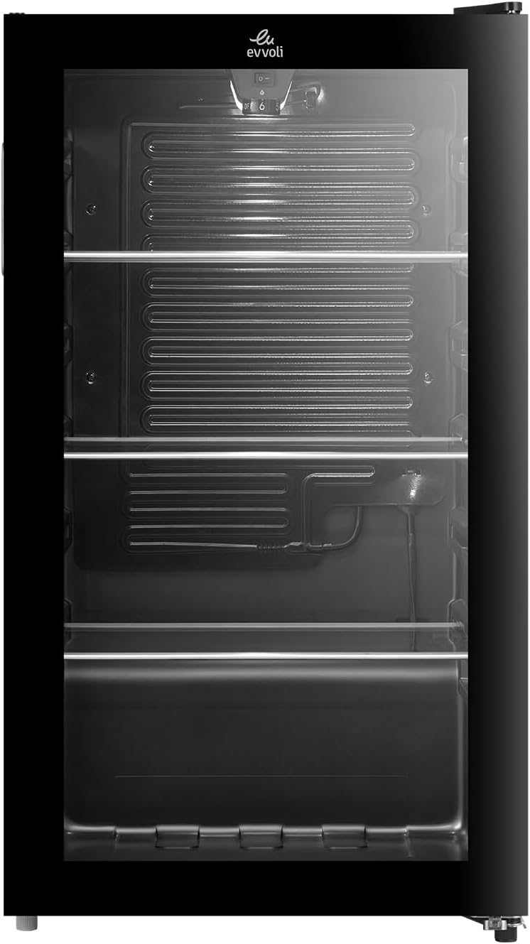 evvoli Beverage Cooler, 99 Liters, See-through Glass Door, Adjustable Leg, Defrost Type, EVBCM-99B