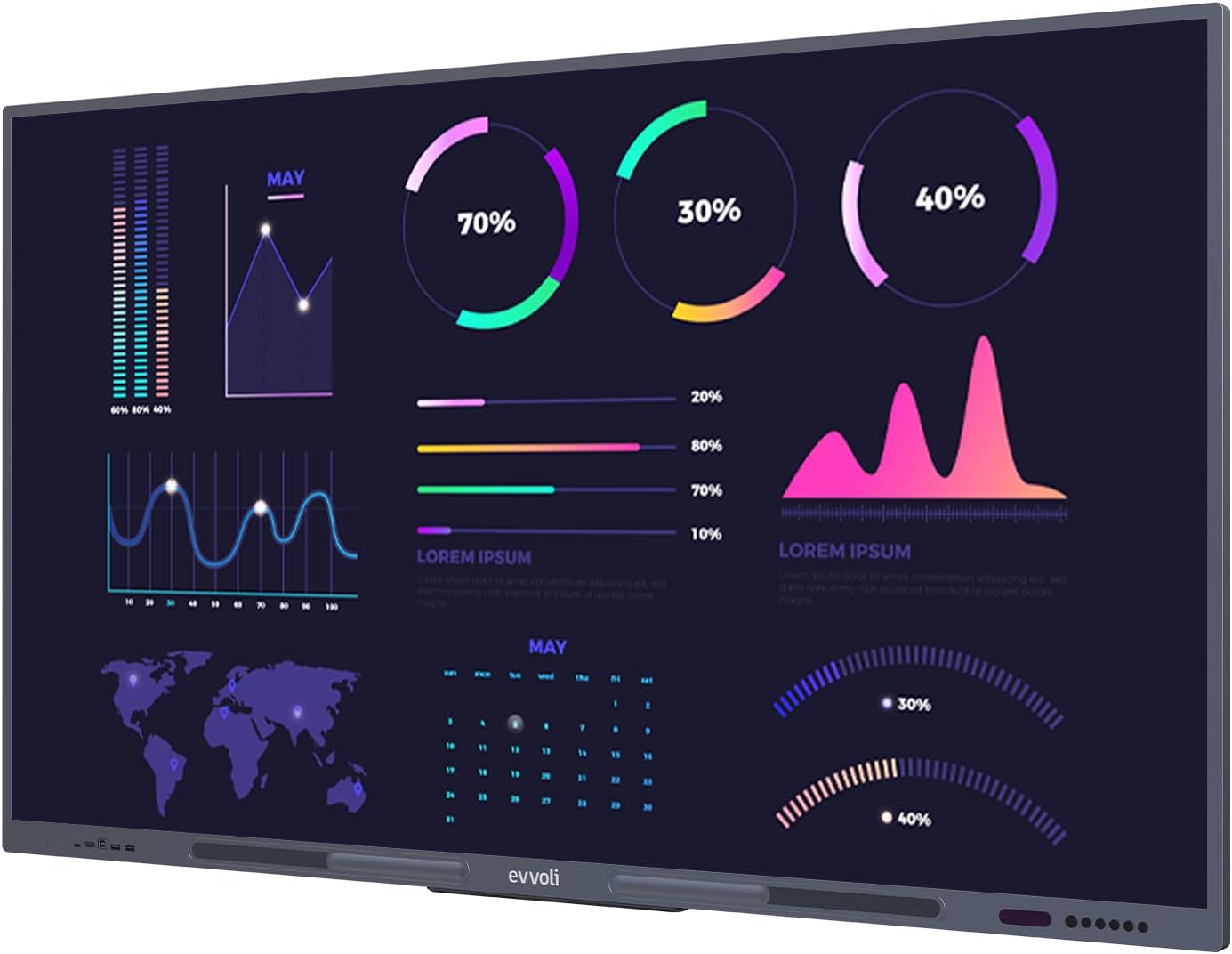 evvoli Interactive Smart Display 4K UHD, 65 Inches LED, Android 13, 40 Points, 10M Laser Distance 65EVID60X Black