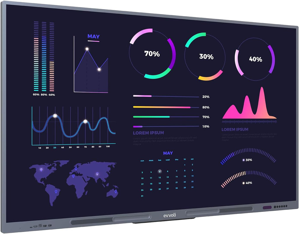 evvoli Interactive Smart Display 4K UHD, 65 Inches LED, Android 13, 40 Points, 10M Laser Distance 65EVID60X Black