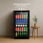 evvoli Beverage Cooler, 99 Liters, See-through Glass Door, Adjustable Leg, Defrost Type, EVBCM-99B