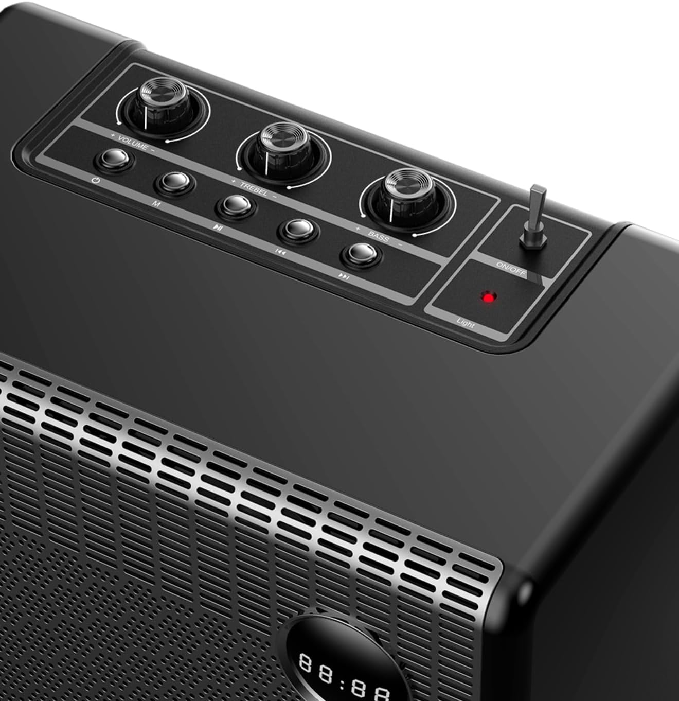 evvoli Portable Wireless Retro Bluetooth Speaker With 50W Heavy Bass Speaker for Home, Outdoor, Office and Party - EVAUD-RB51A, Black